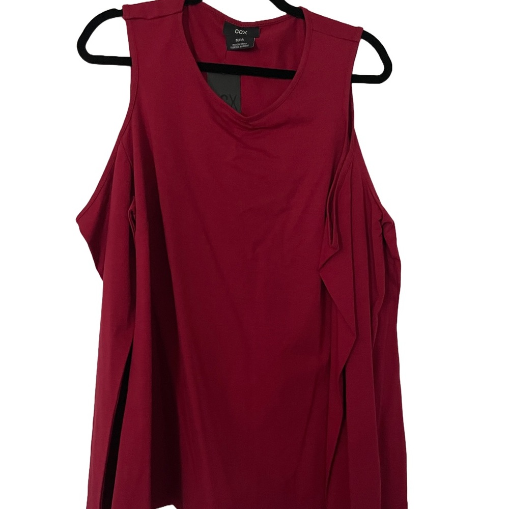 Red Sleeveless Relaxed Cut Out Tank Top
